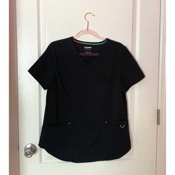 Scrubstar Mock Wrap Scrub Top Black M - Picture 6 of 8